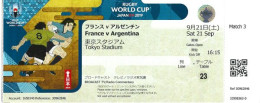 Rugby World Cup Japan 2019.  Match France Vs Argentina. Tokyo Stadium 21 Sept.Ticket Broadcast TV/Radio Commentary - Rugby