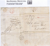 Ireland Derry 1820 Printed Insurance Report To Dublin With Red COLERAIN/121 Mileage Mark, Reposted To Norwich - Prephilately