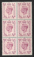 GB..KING GEORGE VI..(1936--1952.)......" 1937..".....6d X BLOCK OF 6......SG470....SOME SPLIT PERFS, TOP.....MNH... - Nuevos