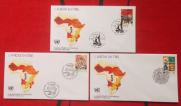 United Nations  FDC,1986 Abstract Painting Aid To The Hunger Crisis In Africa，3 Covers - FDC