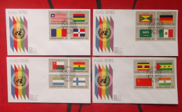 United Nations  FDC,1985 National Flag，4 Covers - FDC