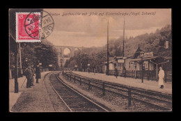 Antigua Postal Suiza Schweiz Station Barthmuhle Mit Blick Auf Elstertalbrucke - Arth