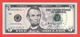 Mega Top-Rarität ! STAR-Note: 5 US-Dollar [2013] > MH00156411* < 1. Lauf Mit 320.000 {$007b-005} - National Currency
