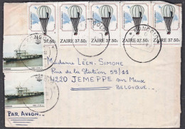 Cb0109 ZAIRE 1990, Balloon And Boat Stamps On Kongolo Cover To Belgium - Brieven En Documenten