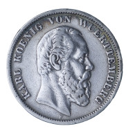 Allemagne-Royaume De Wurtemberg-Karl Ier 5 Mark 1876 Stuttgart - 2, 3 & 5 Mark Silber