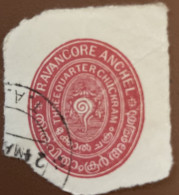 India Travancore Stationery Shell ¾ Ch - Used - Official Stamps