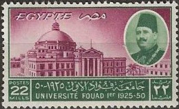 EGYPT 1950 25th Anniversary Of Fuad I University - 22m - King Fuad University MH - Neufs