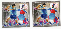 FRANCE BLOC-SOUVENIR DENTELE ET NON DENTELE N°27 HANDBALL  DU MARCHE AUX TIMBRES DE PARIS LES 4 JOURS DE MARIGNY..... - Handball