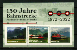 LIECHTENSTEIN 2022 TRANSPORT Locomotives TRAINS (Joint Issue) - Fine S/S MNH - Unused Stamps