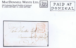 Ireland Donegal 1836 Masonic Cover To Dublin Prepaid "10" With Framed PAID AT/DONEGAL In Black - Prephilately