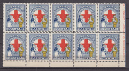 Greece 1924 Red Cross Mi#49 Mint Never Hinged Piece Of 10, Error - Double Perforation  - Unused Stamps