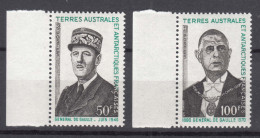 France Colonies, TAAF 1972 De Gaulle Mi#75-76 Mint Never Hinged - Neufs
