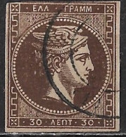 GREECE 1876 Large Hermes Head Athens Print 30 L Brown Vl. 59 / H 45 - Oblitérés