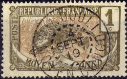 CONGO FRANÇAIS - 1919 -  TàD " MINDOULI / MOYEN CONGO " Sur Yv.48 1c Gris-olive & Bistre - TB - Gebraucht
