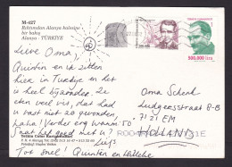 Turkey: Picture Postcard To Netherlands, 2002, 2 Stamps, Person, History, Inflation: 600,000 Lira (minor Damage At Back) - Lettres & Documents