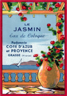 Etiquette Parfum Le Jasmin Eau De Cologne Parfumerie Côte-D'Azur Provence à Grasse 7,8 Cm X 11,4 Cm En Superbe.Etat - Etiketten