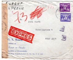 67114 - Niederlande - 1942 - 20c Taube MiF A EilBf M Dt Zensur S GRAVENHAGE -> WIEN (Deutschland) - Lettres & Documents