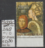 2004 - SAN MARINO - SM "Persönl. D. Literatur - F. Petrarca" 0,45 € Mehrf. - O  Gestempelt - S.Scan (2169o S.marino) - Used Stamps