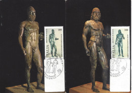 ITALIE - 2 CARTES MAXIMUM - Yvert N° 1507/8 - BRONZES De RIACE - Maximum Cards