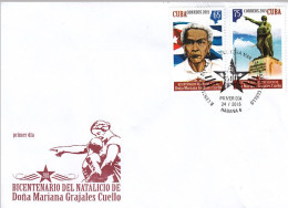 CUBA 2015  FDC Sc  5710-11  Dona Mariana Grajales Cuello - Lettres & Documents