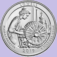 USA Quarter 1/4 Dollar 2019 D, Lowell - Massachusetts, KM#698, Unc - 2010-...: National Parks