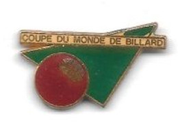 Pin's  Ville, Sport  COUPE  DU  MONDE  DE  BILLARD  Verso  PARIS  90   ( 75 ) - Billiards