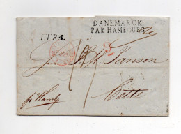 !!! DANEMARK, LETTRE DE COPENHAGUE DE 1839 POUR SETE, MARQUE D'ENTREE TOUR & TAXI - STRASBOURG - ...-1851 Vorphilatelie