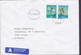 Norway A Prioritaire Par Avion Label GROVFJORD 1998 Cover Brief TRIGE Denmark Insekten Pair Paare Dragonfly Libelle - Lettres & Documents