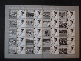 GREAT BRITAIN SG 2628 ENGLANDS FINEST HOUR WEMBLEY STADIUM 1966 20 STAMPS SMILER SHEET WITH GUTTERS & LABELS - Feuilles, Planches  Et Multiples