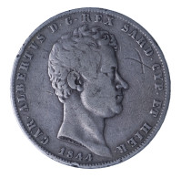 ROYAUME DE SARDAIGNE 5 Lire Charles Albert 1844 Gênes - Italian Piedmont-Sardinia-Savoie