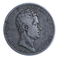 ROYAUME DE SARDAIGNE 5 Lire Charles Albert 1838 Gênes - Italian Piedmont-Sardinia-Savoie