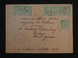BU8  ILE DE LA REUNION  BELLE LETTRE 1904  ST DENIS A TOULOUSE FRANCE +C. OCTOGONAL  MARSEILLE +BANDE ET PAIRE DE 5C - Cartas & Documentos