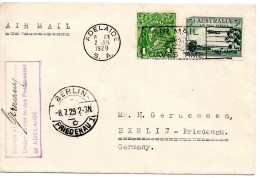 67241 - Australien - 1929 - 3d Luftpost (Mgl) MiF A LpBf ADELAIDE -> BERLIN (Deutschland) - Covers & Documents