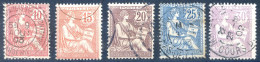 France N°124 à 128 Oblitérés - Cote 43€ - (F066) - 1900-02 Mouchon