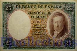 SPAIN 25 PESETAS 1931 PICK 81 VF - 25 Pesetas