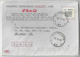 Brazil 1985 Metallurgical Industry AICUF Ltd Cover From Guarulhos To São Paulo Stamp 500 Cruzeiros NEC Sorting Mark - Lettres & Documents