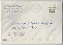 Brazil 1986 Medical And Surgical Clinic Cover Shipped In São Paulo Agency São João Stamp 500 Cruzeiros NEC Sorting Mark - Lettres & Documents