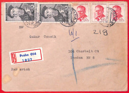 Aa0629 - CZECHOSLOVAKIA - Postal History -  REGISTERED COVER To ENGLAND 1960 - Briefe U. Dokumente