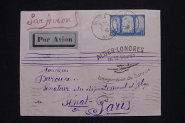 ALGERIE Française - Lettre Par Avion De Blida - Inauguration Alger Londres - 1936 - A 499 - Luftpost