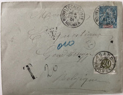 Lettre France-Nouvelle Calédonie Nouméa 1901. Taxée. V.Belgique - Storia Postale