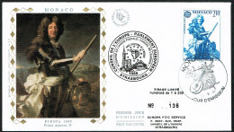 EUROPA FDC SERVICE . TIRAGE LIMITE Nr:136. DU CONSEIL DE L'EUROPE STRASBOURG .MONACO.23.5.1985. FRANCE. - Brieven En Documenten