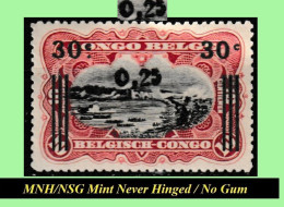 1922 * BELGIAN CONGO / CONGO BELGE = COB 104-A MNH/NSG RED RAPIDS BLACK INK / HIGH COMMA [ NO GUM ] [03] - Unused Stamps