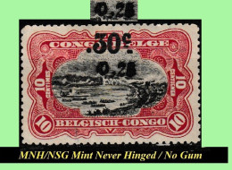 1921 * BELGIAN CONGO / CONGO BELGE = COB 105 MNH/NSG RED RAPIDS BLACK INK / HIGH COMMA [NO GUM]  SIGNED [03] - Unused Stamps