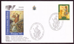 Vatican, Enveloppe Avec Cachet Commémoratif " Le Christ Est Ressuscité " Du 30 Mars 1997 - Maschinenstempel (EMA)