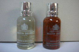 MOLTON  BROWN ; "NEON AMBER" +" ORANGE & BERGAMOT" 2 MINIS GELS DOUCHE & BAIN  2X30 ML  LIRE ET VOIR!! - Unclassified