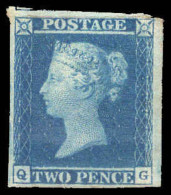 1841 2d Blue Q-G Fine Unused No Gum. 3 Margins The Top Being Skilfully Added. - Used Stamps