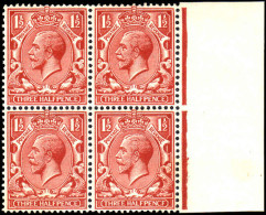 1912 1½d Chestnut PENCF. Fine Unmounted Mint Block Of 4 Plate 29 Showing PENCF Variety. Hinge Mark On Margin Only. - Unused Stamps