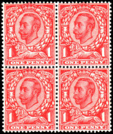 1912 1d Red No Cross On Crown. Hinge Mark On Top Two; Lower Two Unmounted Mint One Of Which Is No Cross On Crown. - Neufs