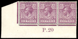 1913 6d Dull Purple Cylinder P20 Strip Of Three One Unmounted. - Neufs