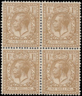 1924-26 1sh Block Cypher Block Of 4 Fine Lightly Mounted Mint. - Unused Stamps
